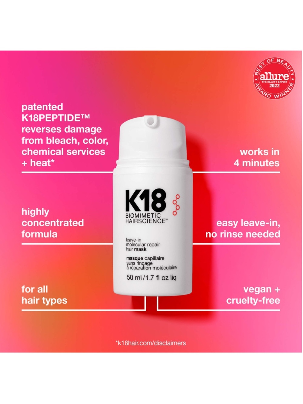 K18 Leave-In Molecular Repair Hair Mask - Travel Size - Picture 3 of 4